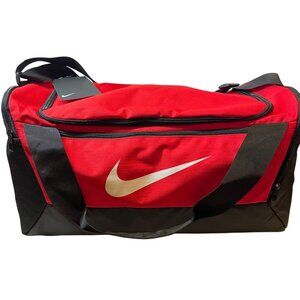 Nike Red & Black Duffle Bag With White Logo 2503 Cu In Capacity Durable Polyeste